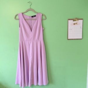 Lulu’s Lilac Deep V Midi Dress